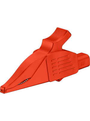 Staeubli Electrical Connectors - XDK-1033/I-2 RED - Safety crocodile clip ? 4 mm red 600 V, 19 A, CAT IV, XDK-1033/I-2 RED, St?ubli Electrical Connectors