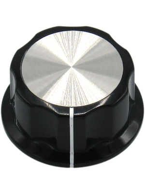 RND Components - RND 210-00282 - Plastic Round Knob with Aluminium Cap, black / aluminium, T18 Knural, RND 210-00282, RND Components