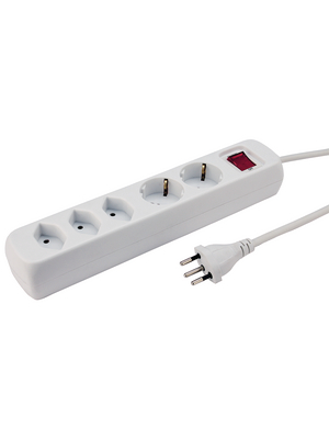 Steffen - 207606215S - Multiple socket outlet, 5xJ (T13) / CEE 7/4, 1.5 m, Type 12, 207606215S, Steffen