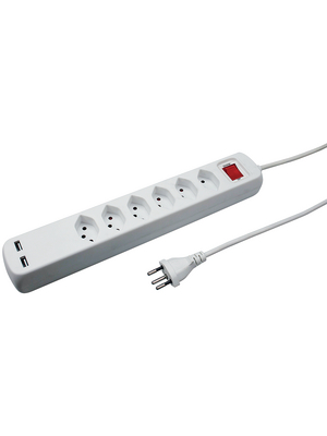 Steffen - 207604216S - Multiple socket outlet, USB Charging, 6xJ (T13) / USB, 1.5 m, Type 12, 207604216S, Steffen