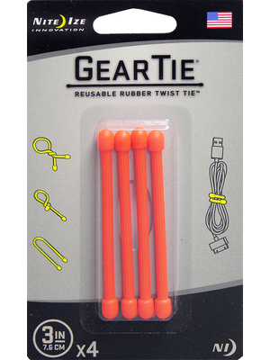 Nite Ize - GEAR TIE 3-BRIGHT ORANGE - Gear Tie 3" Bright Orange, GEAR TIE 3-BRIGHT ORANGE, Nite Ize