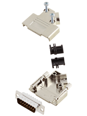 Encitech Connectors - D45PK-M-15-DBP-K - D-Sub plug kit 15P, D45PK-M-15-DBP-K, Encitech Connectors