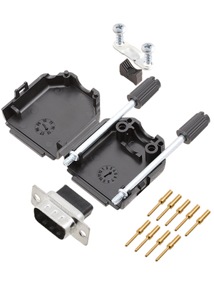 Encitech Connectors - DPPK09-BK-DBCP-K - D-Sub plug kit 9P, DPPK09-BK-DBCP-K, Encitech Connectors