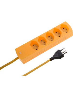 Max Hauri - 114990 - Outlet strip, 5xJ (T13), yellow, 114990, Max Hauri