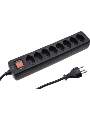 Max Hauri - 115013 - Outlet strip, 1 Switch, 8xJ (T13), 1.5 m, CH/T12, black, 115013, Max Hauri