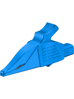 Staeubli Electrical Connectors - XDK-1033/I-2 BLUE - Safety crocodile clip ? 4 mm blue 600 V, 19 A, CAT IV, XDK-1033/I-2 BLUE, St?ubli Electrical Connectors