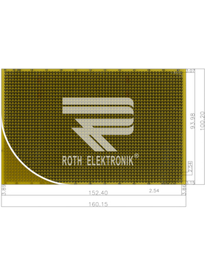 Roth Elektronik - RE200-DSPT - Prototyping board FR4 epoxy heat tin-plated, RE200-DSPT, Roth Elektronik