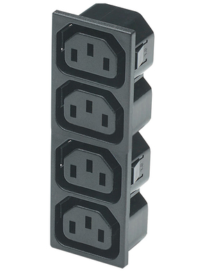 Bulgin - PX0714/4/15/28 - Appliance inlet 10A, 4x, flush-mounted Snap-in 10 A/250 VAC, PX0714/4/15/28, Bulgin