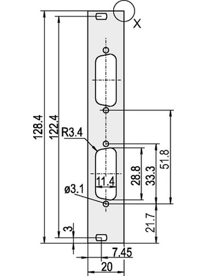 Pentair Schroff - 30849-753 - Front Panel D-Sub 3 HE 4 TE, 30849-753, Pentair Schroff