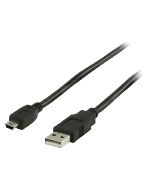 Valueline - VLCP60300B30 - USB 2.0 Cable A Male - Mini USB 3.00 m black, VLCP60300B30, Valueline