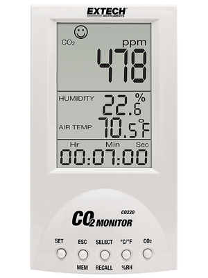 Extech Instruments - CO220 - Air quality monitor 0...9999 ppm -10...+60 C 0.1...99.9 %, CO220, Extech Instruments