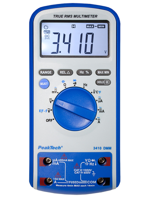 PeakTech - PeakTech 3410 - Multimeter digital TRMS AC 6000 digits 700 VAC 1000 VDC 10 ADC, PeakTech 3410, PeakTech