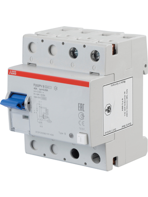 ABB - FI  F202PVB-40/0,03 - RCD circuit breaker 40 A 30 mA 1 + N, FI  F202PVB-40/0,03, ABB