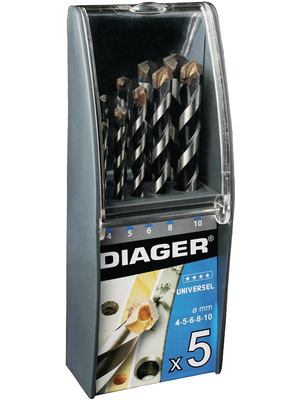 Diager - 215B - Universal drills with straight shank, 5 pieces, 215B, Diager