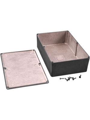 Hammond - 1590WDBK - Metal enclosure, black, 119.5 x 187.8 x 56 mm, Die cast aluminium, IP 65, 1590W, 1590WDBK, Hammond