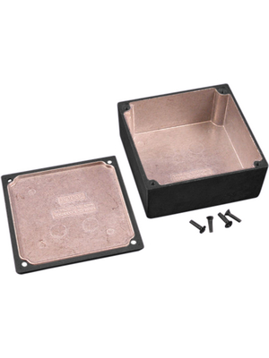 Hammond - 1590YBK - Metal enclosure, black, 92 x 92 x 42 mm, Die cast aluminium / Alloy, IP 54, 1590, 1590YBK, Hammond