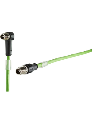 Metz Connect - 142M2X19010 - Ethernet cable assembly, M12 90, PUR, green, 142M2X19010, Metz Connect