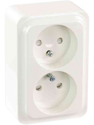 Schneider Electric - QUICK-ROT V?GGUTTAG 2-V PS - Socket, Surface mounted 97 x 65 x 40 mm 16 A 2P + Shutters white, QUICK-ROT V?GGUTTAG 2-V PS, Schneider Electric