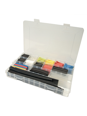 Woer - W-1-PT 595PCS KIT - Heat-shrink tubing, assortment Polyolefin 2:1 +110...+200 °C -55...+125 °C, W-1-PT 595PCS KIT, Woer