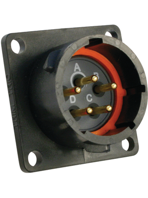 Souriau - UTS014E5P - Panel Mount Plug with Flange UTS Hi seal Poles=5 N/A Male Housing size14, UTS014E5P, Souriau
