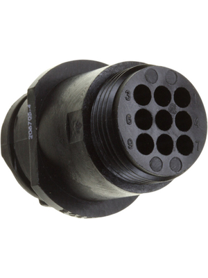 TE Connectivity - 206705-4 - Receptacle CPC Special Series 1 Poles=9, accepts male contacts / Free hanging/cable mount / sealed, 206705-4, TE Connectivity