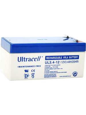 Ultracell - UL3.4-12 - Lead-acid battery 12 V 3.4 Ah, UL3.4-12, Ultracell