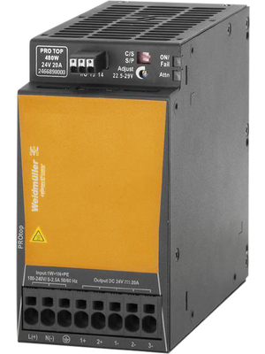 Weidmller - PRO TOP 480W 24V 20A - Switched-mode power supply / 20 A, PRO TOP 480W 24V 20A, Weidmller