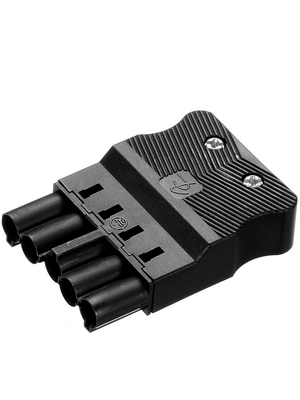 Adels Contact - AC 166 GBUF/ 515 BLACK - Socket with strain relief Pitch9.75 mm Poles 5 AC 166 G, AC 166 GBUF/ 515 BLACK, Adels Contact