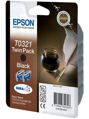 Epson - T032142 - Ink twin pack T0321 black, T032142, Epson