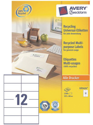 Avery Zweckform - LR3424 - Recycled Universal labels 105 x 48 mm, LR3424, Avery Zweckform
