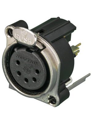 Neutrik - NC5FBV - XLR Panel-mount female receptacle 5 N/A B Vertical / PCB Mounting / Separate Ground Contact nickel-plated, NC5FBV, Neutrik