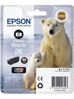 Epson - T26114010 - Ink 26 photo black, T26114010, Epson