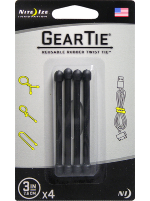 Nite Ize - GEAR TIE 3 BLACK - Gear Tie 3" Black, GEAR TIE 3 BLACK, Nite Ize