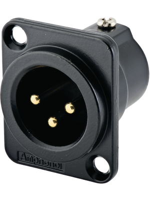 Amphenol - AC3MMDZB-AU - XLR, Receptacle 3 AC Soldering Connections black, AC3MMDZB-AU, Amphenol