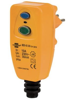 Brennenstuhl - 1290642 - Protection plug yellow 10 A/230 VAC Protective contactTyp 12, 1290642, Brennenstuhl