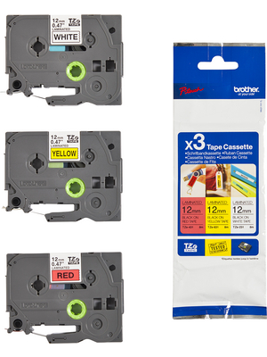 Brother - TZE31M3 - Tape 12 mm black on red / black on white / black on yellow, TZE31M3, Brother