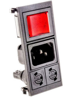 Bulgin - BZV03/Z0000/06 - Plug combi-module C14 Faston 6.3 x 0.8 mm 10 A/250 VAC black Snap-in L + N + PE, BZV03/Z0000/06, Bulgin