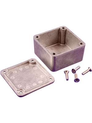 Hammond - 1590LB - Metal enclosure, Natural aluminum, 50.5 x 50.6 x 31 mm, Die cast aluminium / Alloy, IP 54, 1590, 1590LB, Hammond