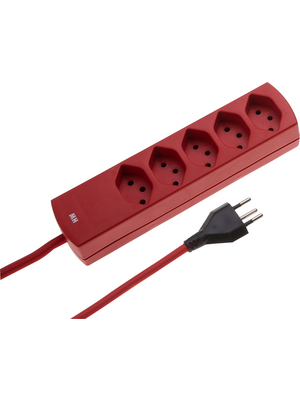 Max Hauri - 114992 - Outlet strip, 5xJ (T13), red, 114992, Max Hauri