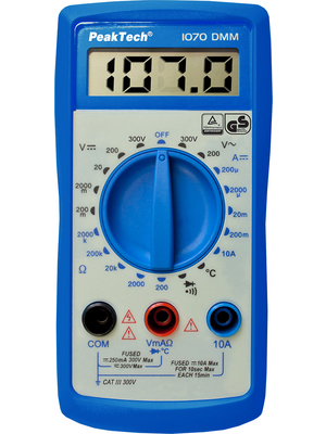 PeakTech - PeakTech 1070 - Multimeter digital RMS 31/2 digit LCD / 1999 digits 300 VAC 300 VDC 10 ADC, PeakTech 1070, PeakTech