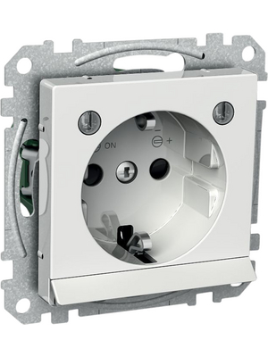 Schneider Electric - WDE002333 - Socket, Flush mounted 71 x 71 x 28 mm 16 A 2P + E With Shutters white, WDE002333, Schneider Electric