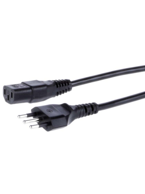 Feller AT - I/3G-H05VVF3G1,00-C13/2,50M - Power Cord, 3-pole Italy Male IEC-320-C13 2.50 m, I/3G-H05VVF3G1,00-C13/2,50M, Feller AT