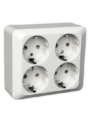 Schneider Electric - EXXACT V?GGUTTAG 4-V?GS JO - Wall socket, 98 x 112 x 42 mm, 16 A, 2P+E, white, EXXACT V?GGUTTAG 4-V?GS JO, Schneider Electric