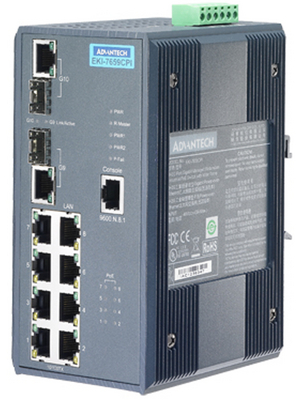 Advantech - EKI-7659CPI - 8+2G managed PoE switch wide temp 8x 10/100 RJ45 PoE / 2x 10/100/1000 RJ45/SFF (Mini-GBIC) Combo, EKI-7659CPI, Advantech