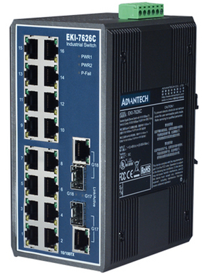 Advantech - EKI-7626C - 16+2G Ethernet switch 16x 10/100 RJ45 / 2x 10/100/1000 RJ45/SFF (Mini-GBIC) Combo, EKI-7626C, Advantech