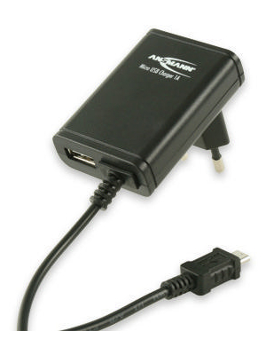 Ansmann - MICRO USB CHARGER - USB Power Supply, 5 VDC, 1 x 1000 mA, 2 x 500 mA, Euro plug, MICRO USB CHARGER, Ansmann