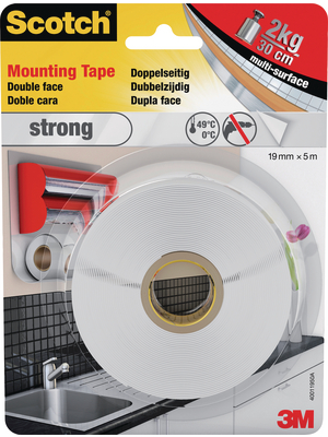 3M - 70-0069-0267-3 - Double-sided adhesive tape white 19 mm x 5 m, 70-0069-0267-3, 3M