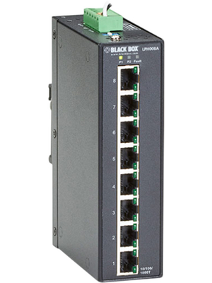 Black Box - LPH008A - Hardened Gigabit PoE Switch 8x 10/100/1000 RJ45 PoE, LPH008A, Black Box