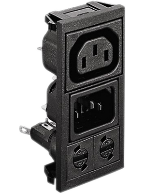 Bulgin - BZV09/Z0000/04 - Plug combi-module C14 Faston 6.3 x 0.8 mm 10 A/250 VAC black Snap-in L + N + PE, BZV09/Z0000/04, Bulgin