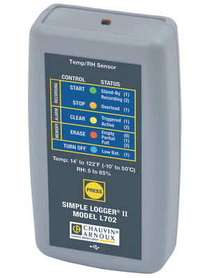 Chauvin Arnoux - L702 - Data logger for temperature and moisture Channels=2 Humidity of air / Temperature USB 2.0, L702, Chauvin Arnoux